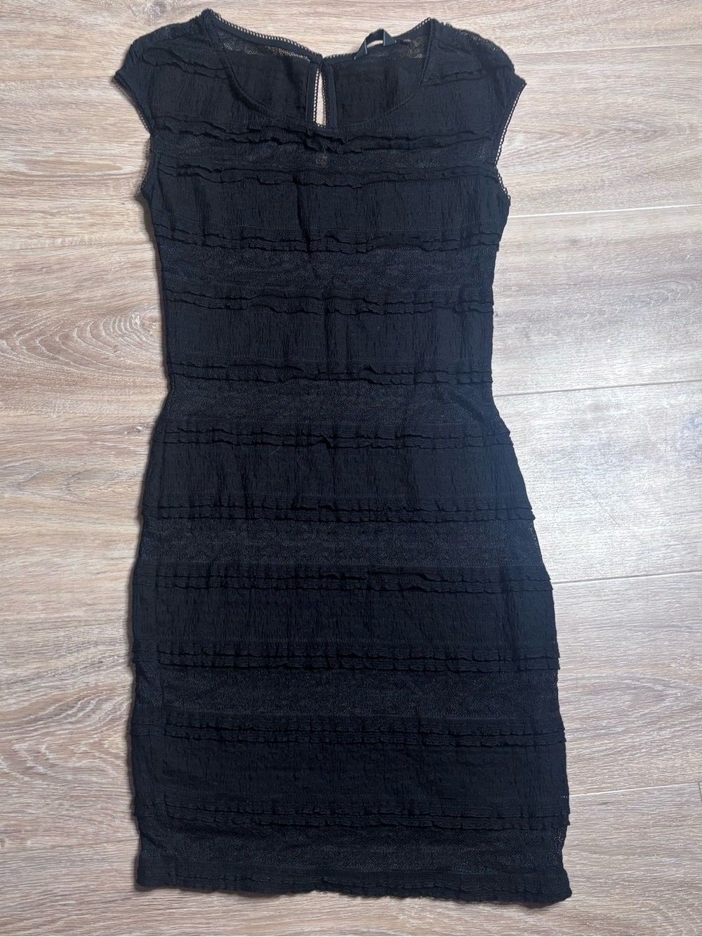 Vintage Guess Black Lace Tiered Mini Dress